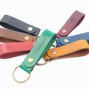 Leather Keychain, Handmade Real Leather Keyring, Personalised Leather Keychain, Custom Made Leather Keyring, Loop Keychain