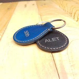 Custom Made Personalised Leather Key Fobs, Embossed Keyrings, Engraved Leather Keyring Gifts for Him or Her