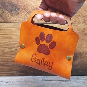 dog poop leather carrying bag