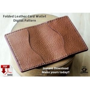 Portefeuille porte-cartes en cuir à téléchargement numérique, modèle de portefeuille de cartes en cuir imprimable, modèle de portefeuille de cartes PDF Leathercraft