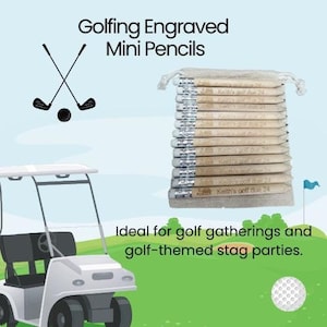 Crayons personnalisés de golf, Mini crayons de fête de golf gravés, Cadeaux gravés Cerf de golf, Cadeau de golf pour lui, Cadeau carte de score de golf