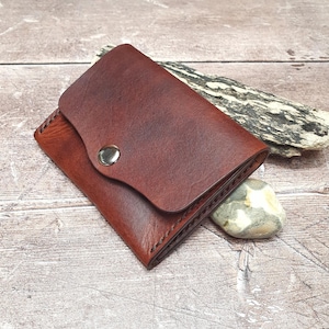 Cartera de cuero hecha a mano, cartera de tarjeta, cartera de efectivo, cartera de cierre de botón de bolsillo doble, cartera personalizada, caja de titular de tarjeta expandible