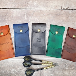 Estuche de cuero para dardos, billetera de cuero personalizada para dardos, regalo artesanal para jugadores de dardos, estuche protector para dardos