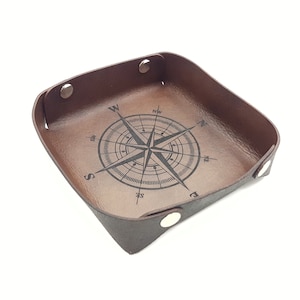 Leather Tray-Square Leather Tray For Keys-Leather Tray Organizer-Leather Tray Tidy-personalised leather Gift for Him & Her