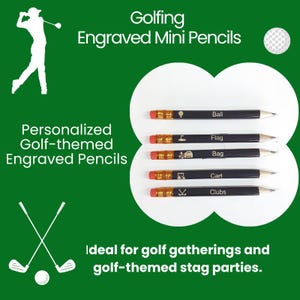 Crayons personnalisés de golf, Mini crayons de fête de golf gravés, Cadeaux gravés Cerf de golf, Cadeau de golf pour lui, Cadeau carte de score de golf