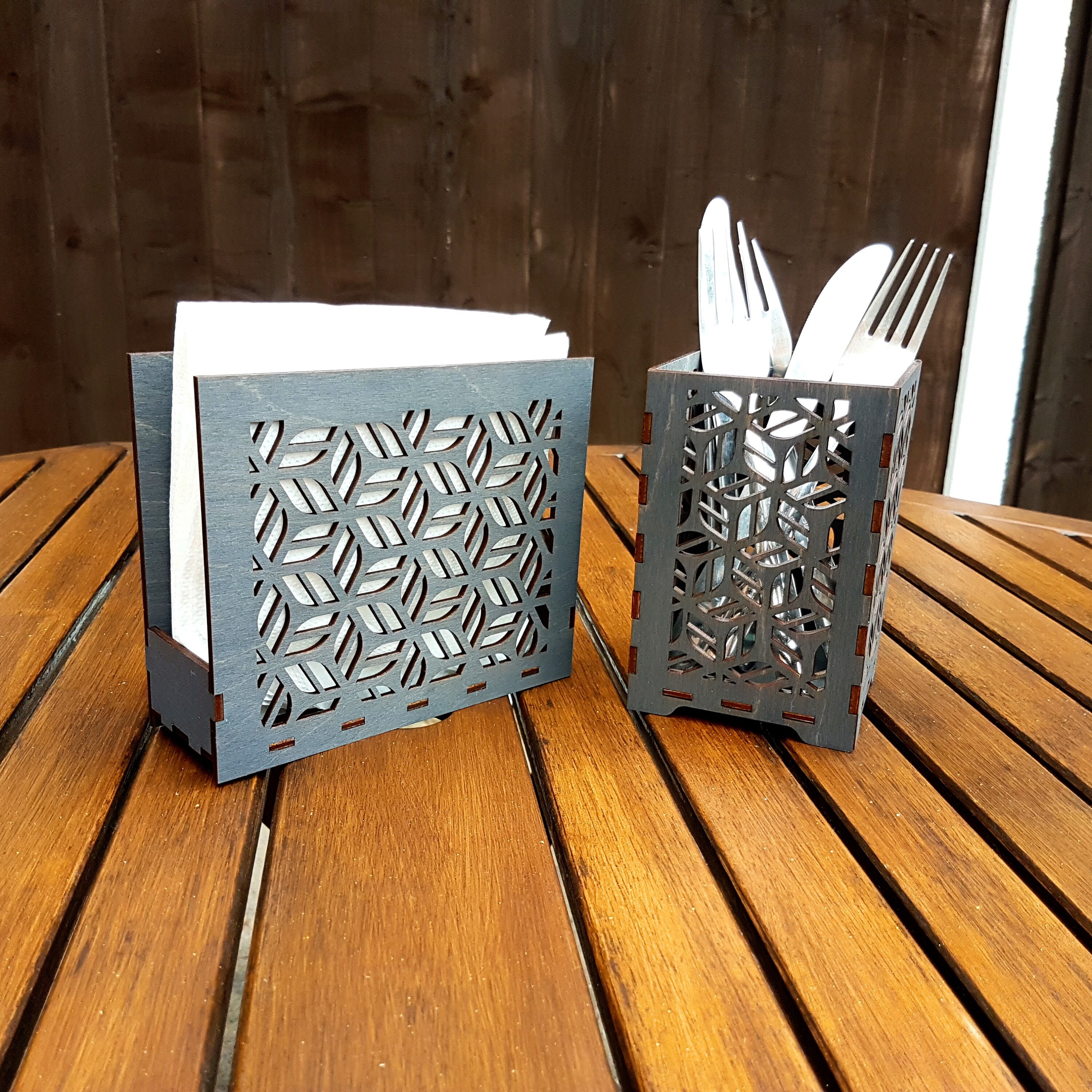 Napkin & Cutlery HoldersBrown Wood Cutlery Holder SetTable Etsy