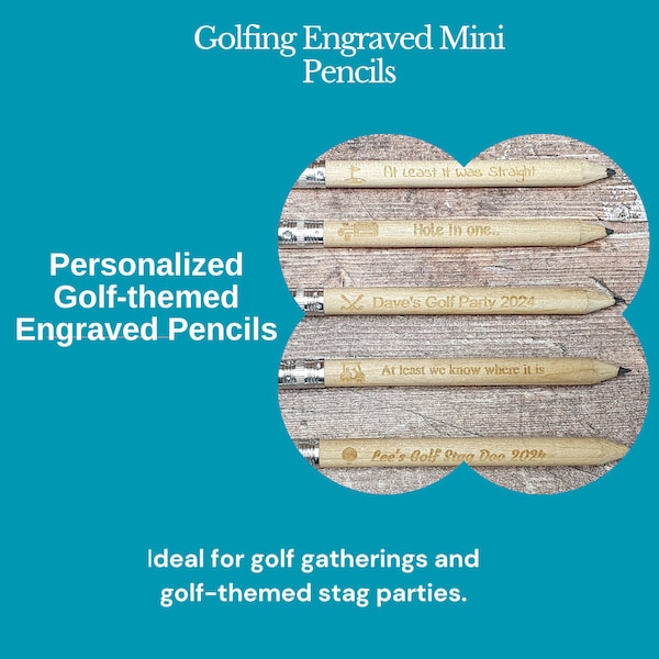 Personalised Pencils Golfing Gift, Engraved Golf Party Mini Pencils, Golf Stag Do Engraved Gifts, Golfing Gift For Him, Golf Scorecard gift