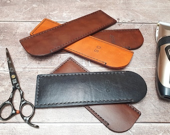 Personalised Leather Hair Comb Sheath, Grooming Gift for Him, Handmade Leather Comb Case, Beard Accessory, Comb Sleeve, Various sizes