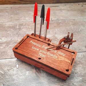 Novelty Pool Table Pen Holder-Desktop Snooker Table Wood Ornament-Snooker Gift-Billiard Gift-Personalised Games Gift, Dad Office Desk Gift