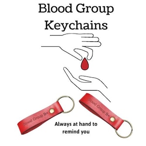 Blood Type Engraved Leather Keychain, Emergency Blood Group Reminder Keyring, Practical Blood Type Identifier Keyring, Give Blood Keychain