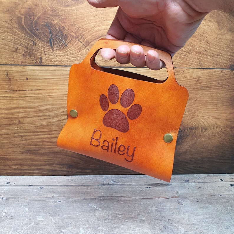 dog poop leather carrying bag