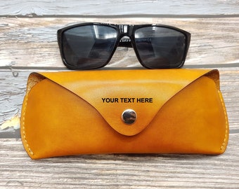 Funda de gafas de cuero-Funda de protección personalizada-Funda de gafas artesanal-Funda de gafas de sol grabada-Cierre magnético