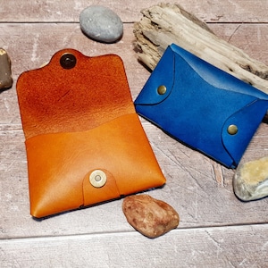 Monedero de cuero para tarjetas, monedero de cuero hecho a mano, billetera de cuero para efectivo, billetera magnética para dinero, tarjetero sin costuras