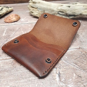 Portafoglio in pelle per contanti e carte, porta carte in pelle sicuro, porta carte in pelle minimalista, portafoglio con chiusura a bottone automatico