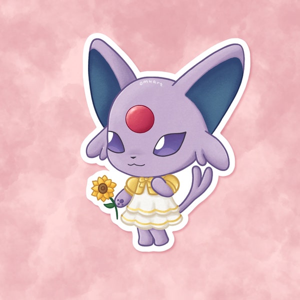 Cute Espeon Animal Crossing Pokemon Sticker - Matte, Vinyl