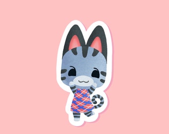 Słodka naklejka Animal Crossing na lizak – matowa, winylowa, papierowa