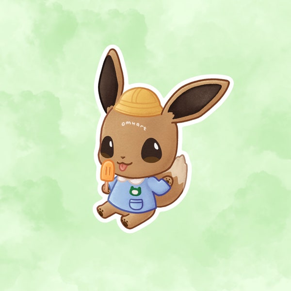 Cute Eevee Animal Crossing Pokemon Sticker - Matte, Vinyl