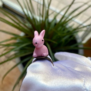 Pink Bunny Ring! Easter Kitsch! Springtime Fun Jewelry! Retro Rabbit! Punk Playful! Cosplay Cutie! Playboy Mod 80s 50s 60s 70s Mother’s Day