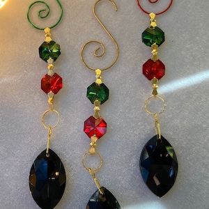 KWANZAA CRYSTAL ORNAMENTS Christmas Red Black Green Sparkle Beautiful Unique