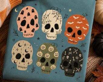 Halloween Skull Boho Png Preppy Skull Png Spooky Season Png Spooky Design Autumn Clipart Retro Fall Digital Download Pumpkin