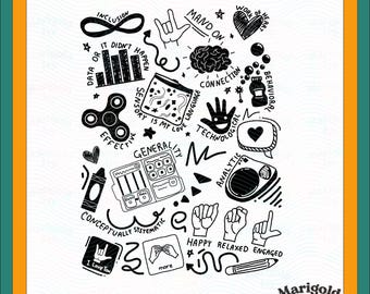 Aba Doodle Png Rbt Png Shirt Sublimation Designs Sticker Behavior Therapy Downloads POD License Digital Instant Commercial License