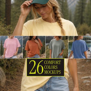 Comfort Colors 1717 Outdoor Mockup Bundle Female Hiking T Shirt Mockups CC1717 Women Nature PNGs Digital Download