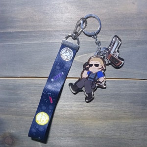 Albert Wesker Lanyard Keychain | 2.5" and 1.5" Double Sided Epoxy Charms