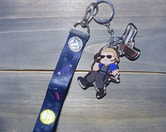 Albert Wesker Lanyard Keychain | 2.5" and 1.5" Double Sided Epoxy Charms