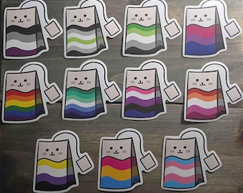 Kitty Teabag Pride [3 pcs] | LGBTQ+ Pride Stickers