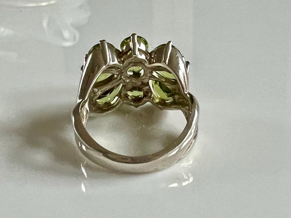 Peridot Cocktail Ring in Sterling Silver with Flo… - image 5