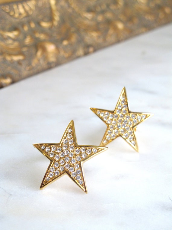 Joan Rivers Crystal-cluster rhinestone Star- Gold-