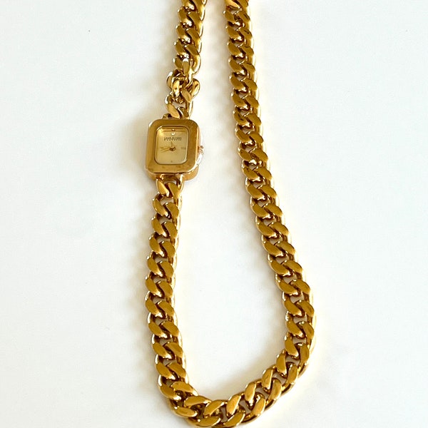 Joan Rivers 15”  Gold-tone Curb  Chain Link Necklace Watch