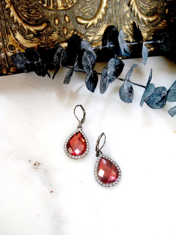 Vintage Joan Rivers Faux Ruby and Rhinestone Tear