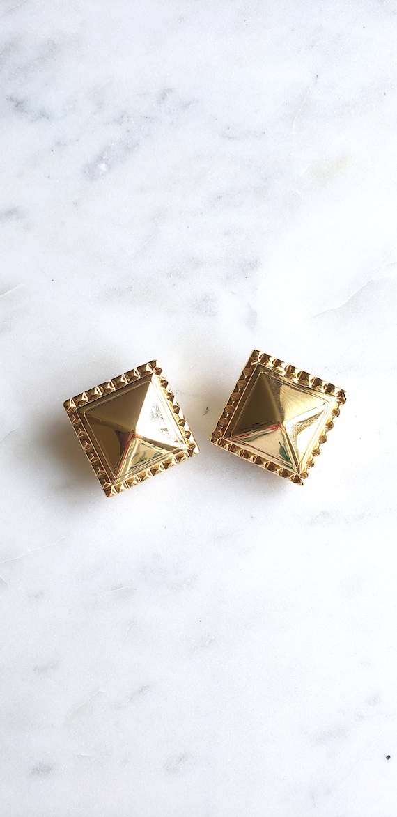 Sandie Miller Burrows Pyramid-gold-Clip- earrings