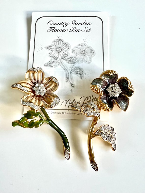 Flower Pins by Nolan Miller with Card