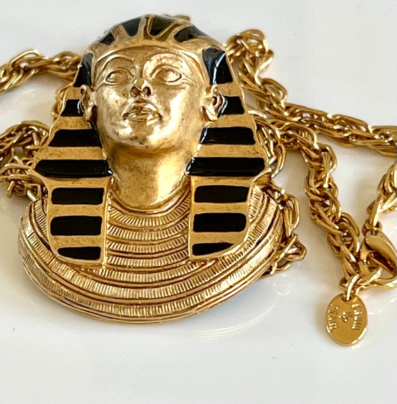 Erwin Pearl Gold-tone King Tut Egyptian Revival P… - image 2