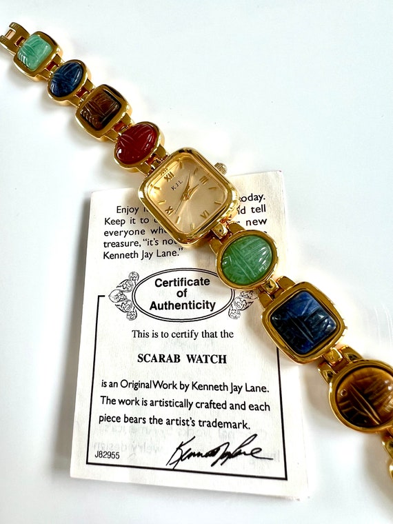 Kenneth Jay Lang KJL Scarab Wrist Watch Bracelet 1