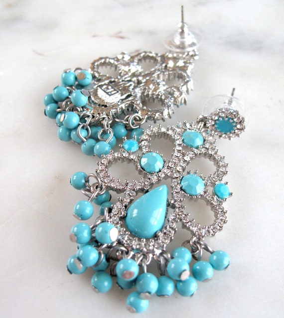 Simply Stunning Sparkling Faux Turquoise and Rhine