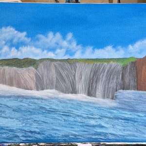 Waterfall painting, waterfall oil painting, waterfall