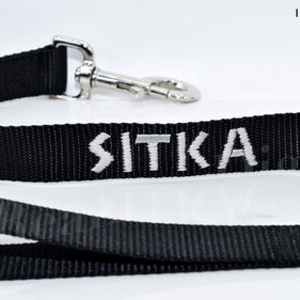 Personalized Dog Leash - Embroidered Nylon - 18 Color Choices - 9 Font Choices - Custom Made