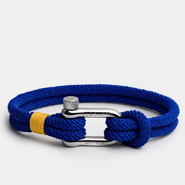 Stand with Ukraine, Mens Nautical Nylon Bracelet, Ukraine Flag Jewelry, Blue and Yellow Unisex Bracelet, Rope Bracelet, Support Ukraine 2022