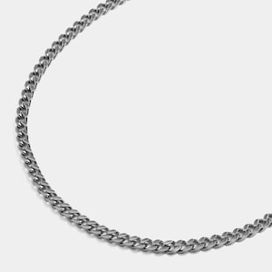 Silver Cuban Link Chain Necklace for Men - Classic Minimalist Design, Perfect Unisex Gift