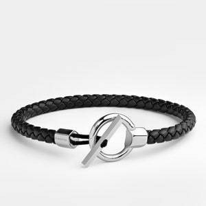 Braided Black Leather Bracelet for Men - Ideal for Husband&#39;s Anniversary, Boyfriend&#39;s Birthday Gift