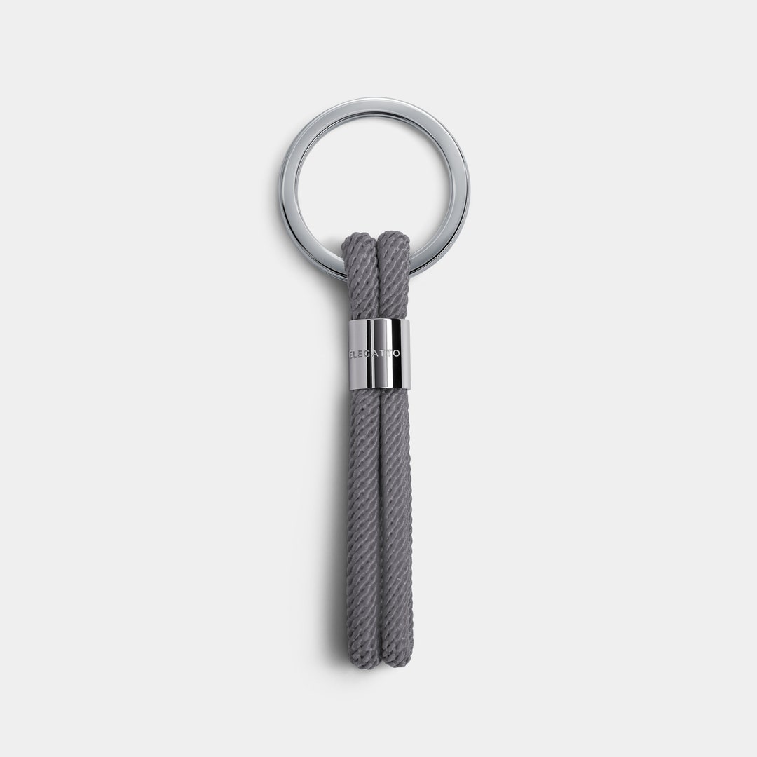 Nautical Gray Nylon Rope Keychain, Stainless Steel Keyring - Etsy