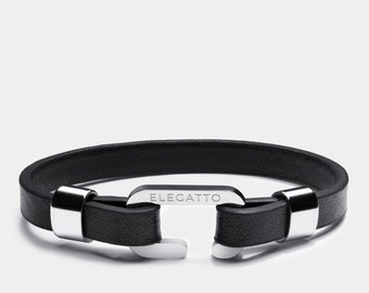 Schwarzes Lederseilarmband für Männer – minimalistischer Schmuck, ideales Vatertags- und Abschlussgeschenk, einzigartige Geschenke für ihn