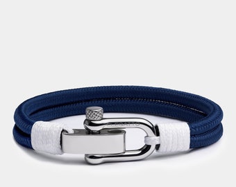 Oceaanblauwe nylon armband voor heren - Geïnspireerd geweven accessoire met sluiting, perfect voor hem, uniek badmeestercadeau