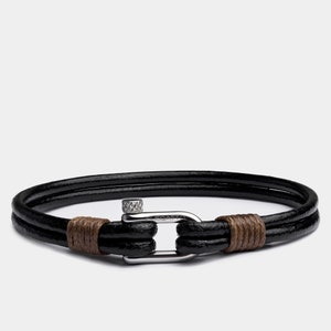 Luxury Black Leather Bracelet for Men - Perfect Gift for Boyfriend, Him