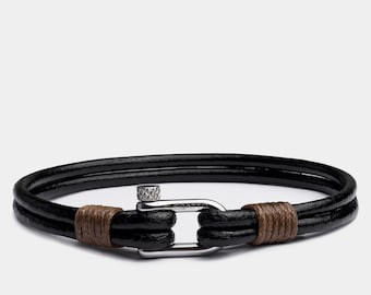 Luxury Black Leather Bracelet for Men - Perfect Gift for Boyfriend, Him