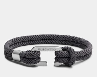 Gray Nylon Nautical Bracelet for Men - Minimalist Jewelry | Great Father's Day or Graduation Gift from Wife