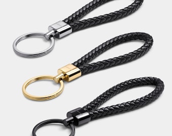 Leather Keychain Bundle, Leather Braided Rope Key Ring, Mens Key Holder Gift, Unisex Keyfob, Everyday Outdoor Rope Keyring, Gifts for Him